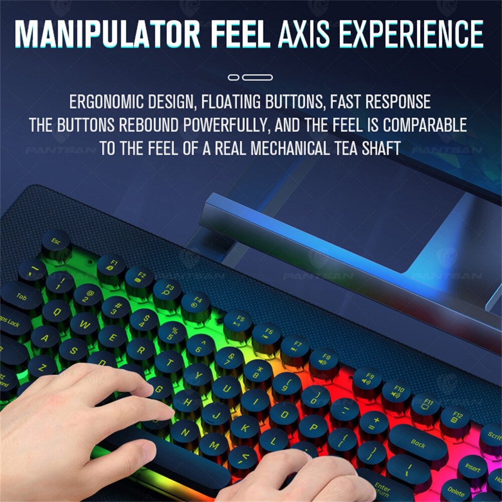 MV Wired Keyboard Mouse Set ful Backlight Ergonomic Mechanical 108 Keys Keyboard 3d Rollers Mouse For Computer Game