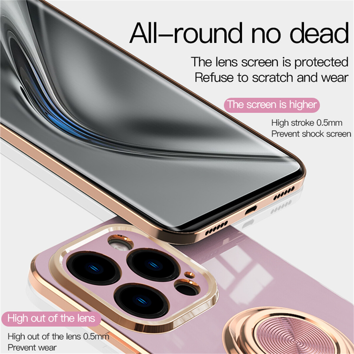 Mạ sang trọng Khung giá đỡ vòng nhẫn kim loại bảo vệ trường hợp đối với iPhone 15 Pro Max 14 cộng với 13 mini 12 Pro 11 XS Max XR 7 8 cộng với ống kính máy ảnh chống sốc Bìa