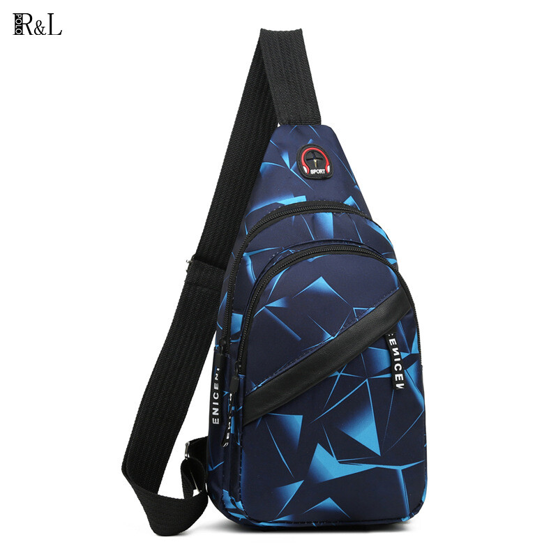 RL Men's trendy one-shoulder messenger bag casual canvas small backpack