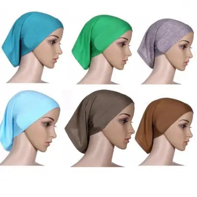 Women's Solid Color Hijab Bonnet Cap Wear Muslim Islamic Scarf Hat MB