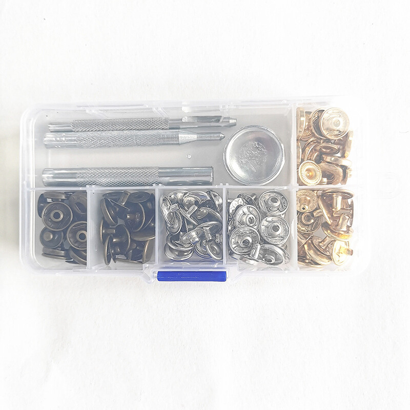 Pzcf 30 Bộ Nút Trang Trí Quần Jean Nút Bấm Đinh Tán 15Mm + Dụng Cụ Lắp Đặt Thủ Công Nút Kim Loại Đóng Hộp Phụ Kiện Tự Làm