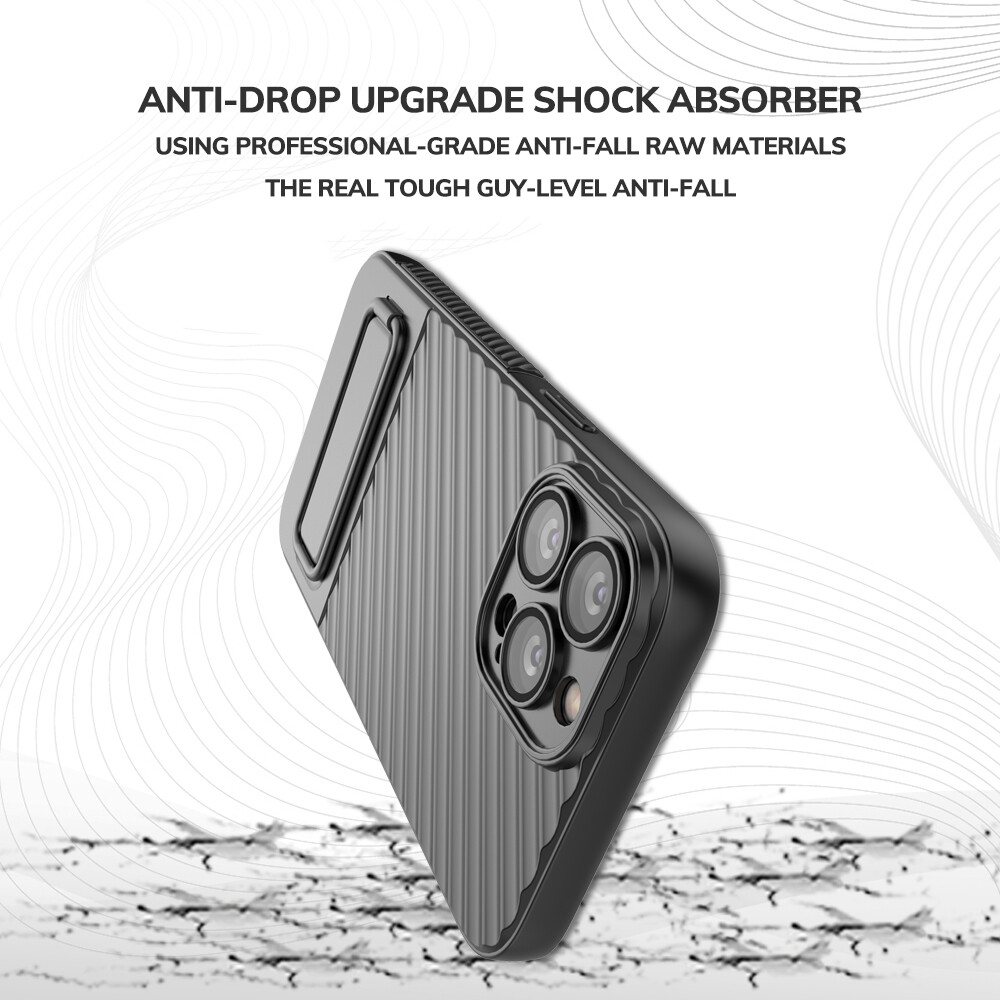 Shockproof Soft Case for Apple iPhone 13 / iPhone 13 Pro / iPhone 13 Pro Max BIBERCAS Full Protection Back Cover Wave Casing with Kickstand