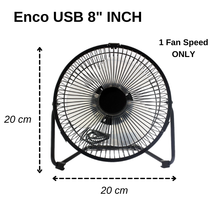 ENCO USB Fan 8”/10" inches Portable Metal Fan Big & Super Strong Wind
