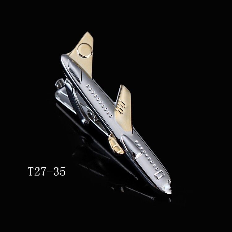 Men's Metal Pen Neckline Clip Two-Tone Pen Sail Aircraft Fun Tie Clip