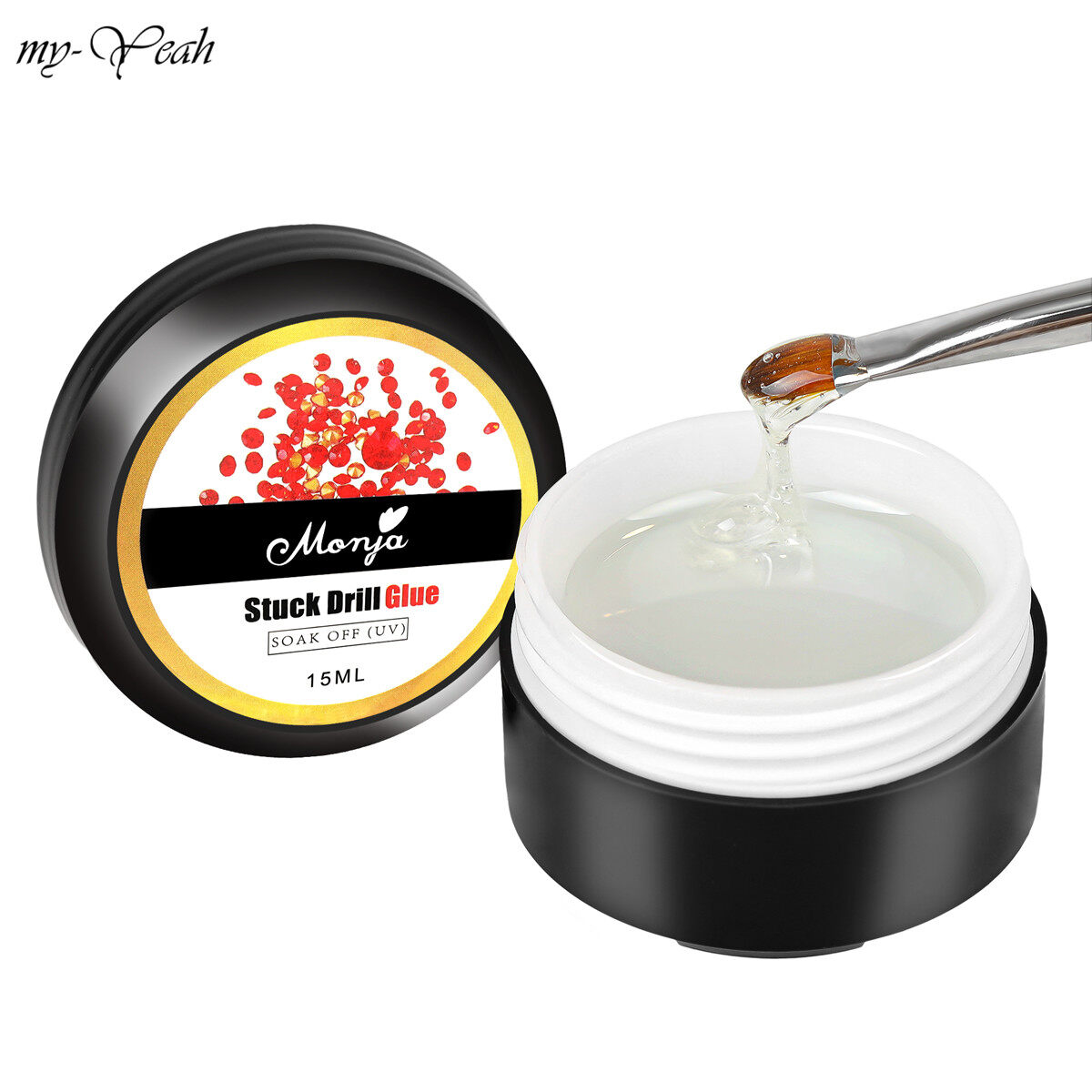 myyeah 15ml Transparent Strong Stuck Drill Glue Adhesive Rhinestone Jewelry Nail Art Decoration Point Drill Gel DIY Nail Art Tool