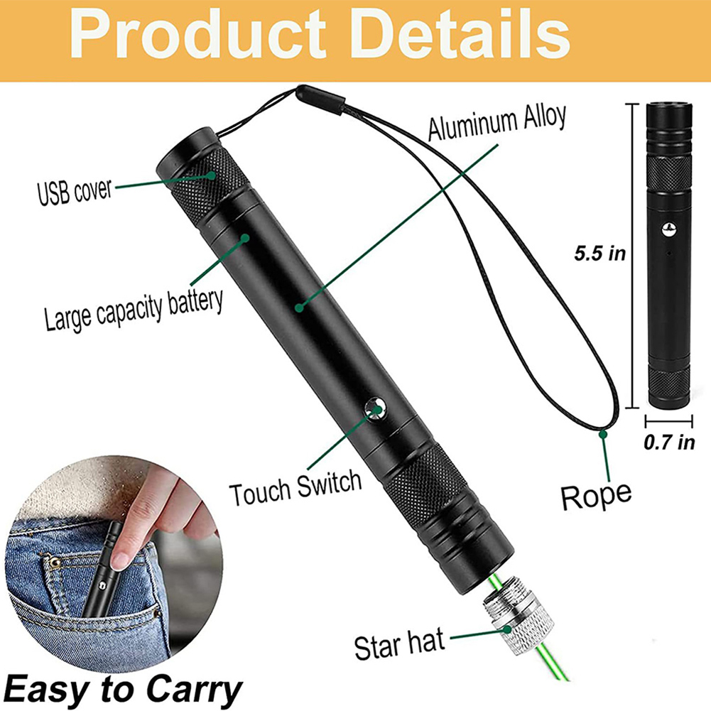 BC 10000m USB Charging Laser Torch Green Laser Pointer High Powerful Dot Single Starry Burning Match