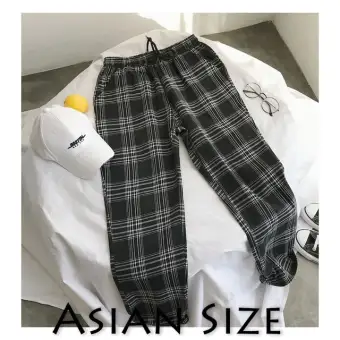plus size checkered trousers