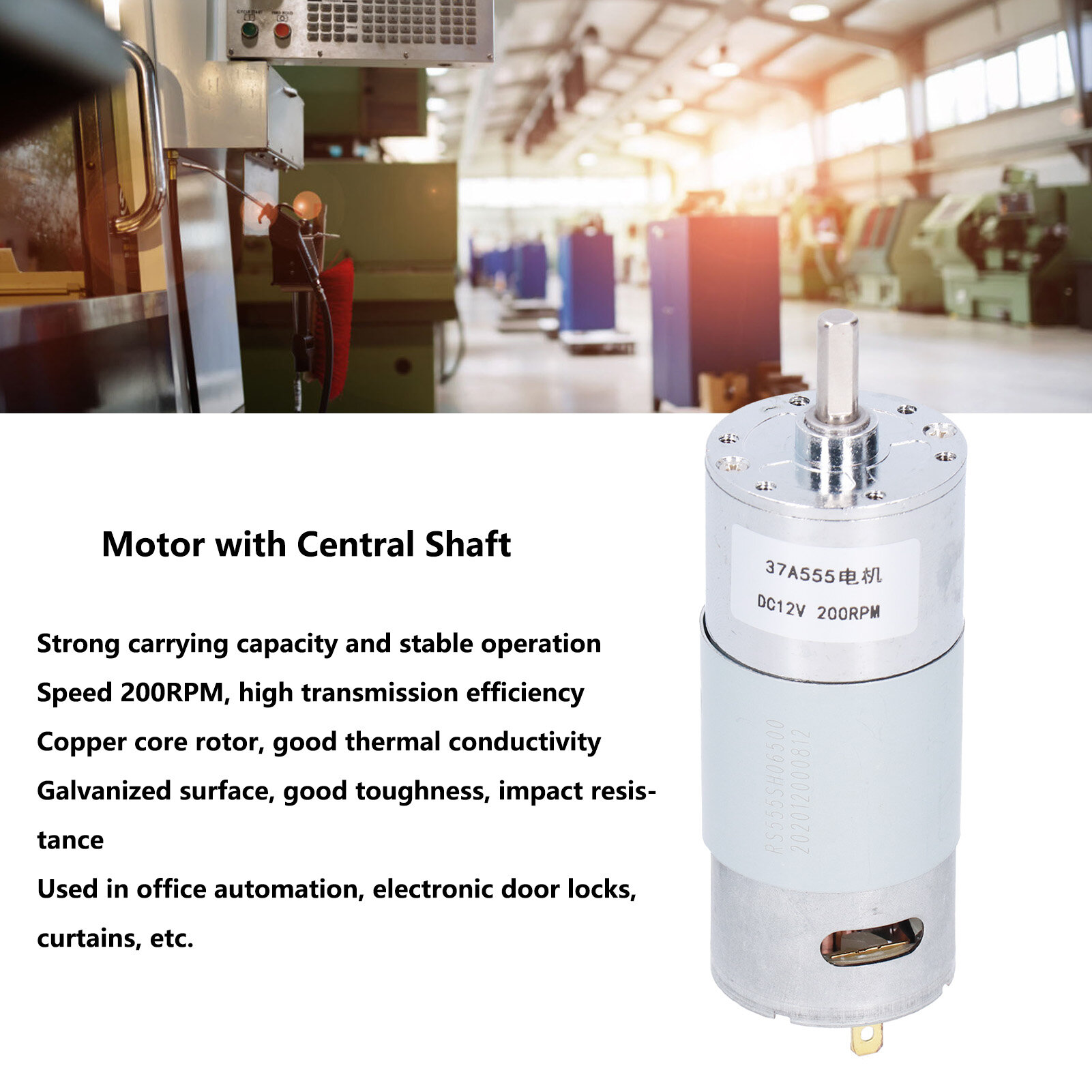 DC 12V Geared Motor 200RPM High Electric Micro Speed Reduction Geared