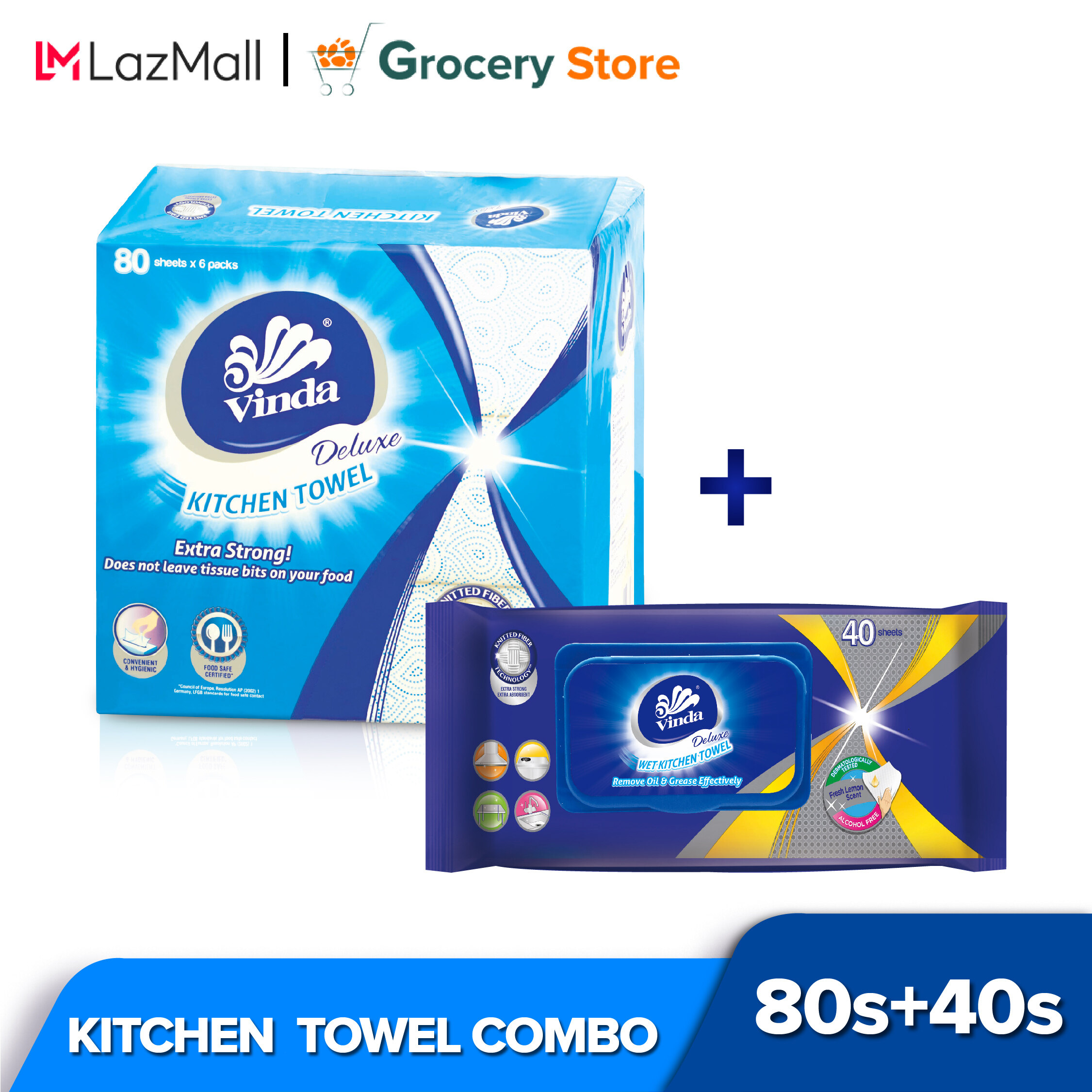 Vinda Deluxe Kitchen Towel 3x80s+ Kitchen Wipes 40s Lazada