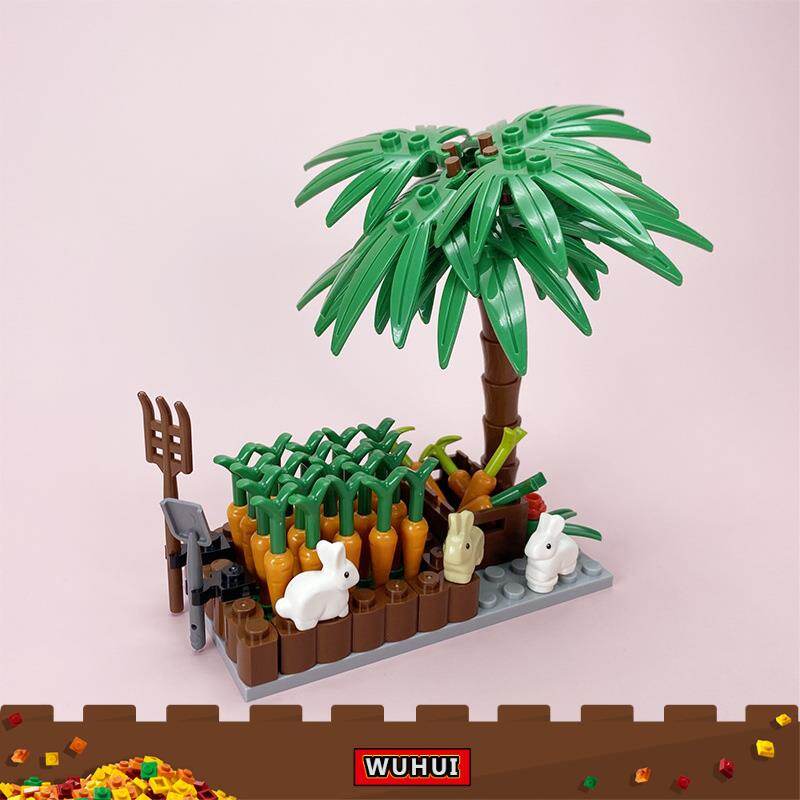 WUHUI 1 Set Radish Farm Scene Building Blocks Toy Little White Rabbit Moc Accessories Parts Brick Blocks Building Bricks Kids Toy Toys For Boys Girls Compatible With All Brands