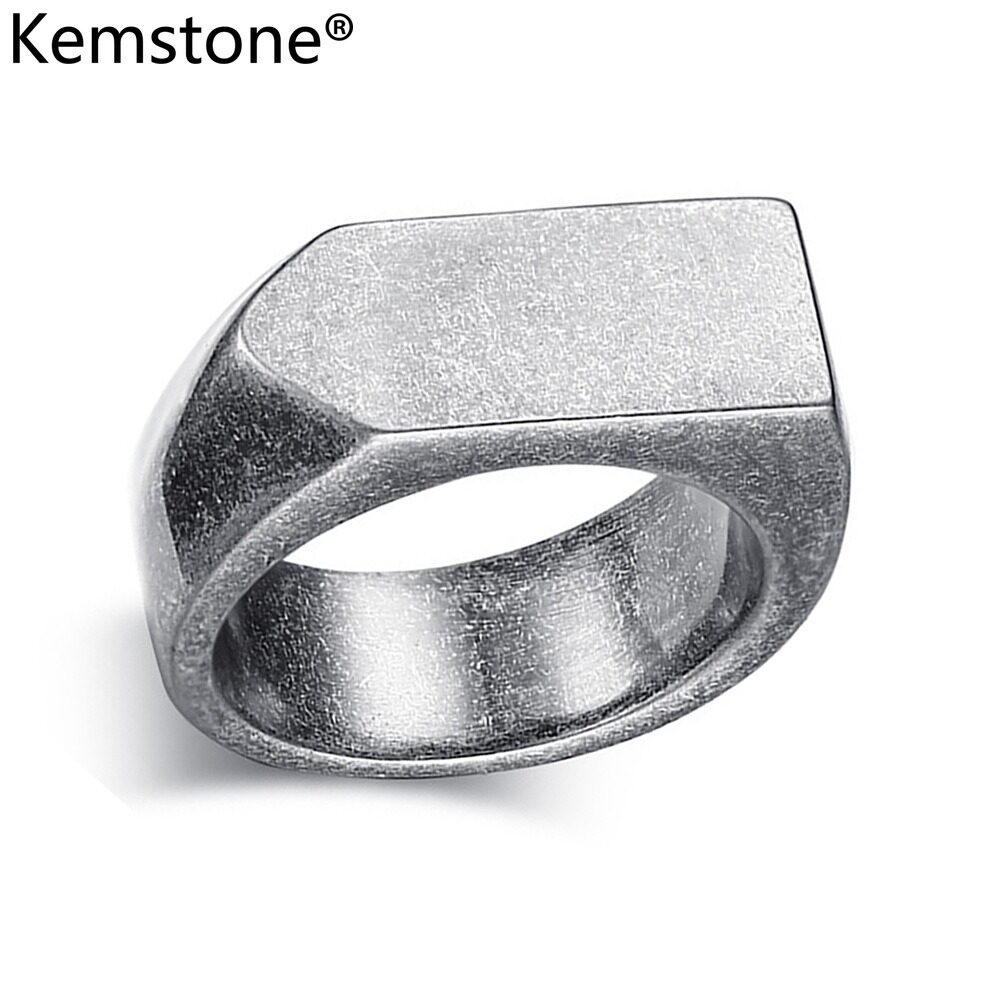 Kemstone Black Gold Plated Stainless Steel Arrow Ring For Mens