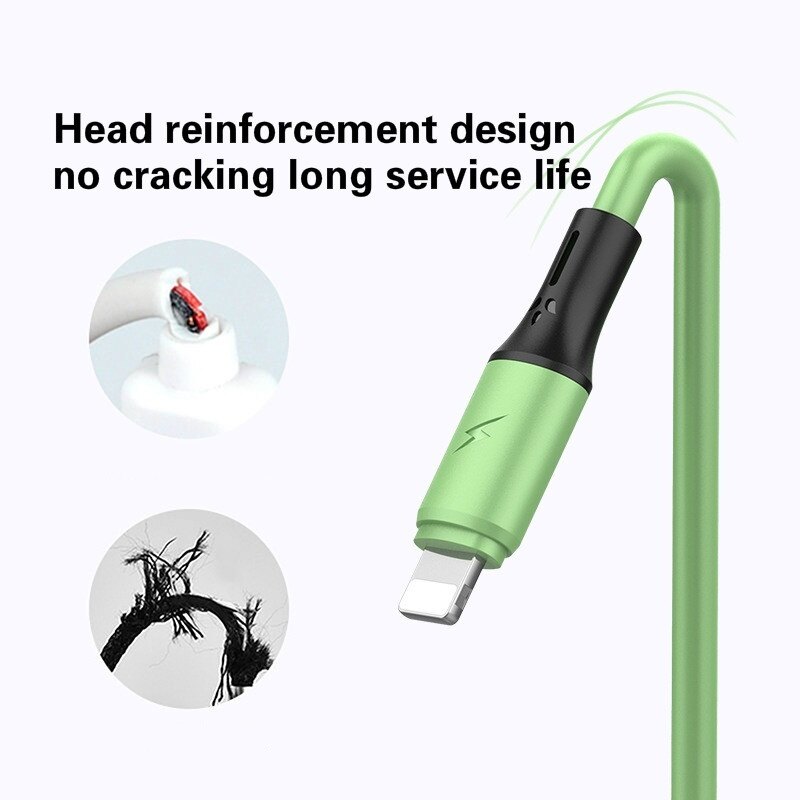 VAORLO 3 IN 1 Fast Charging Cable Liquid Silicone Material Multi-function Charger Cable USB-C Micro Type-C Lightning For Android IOS iPhone Samsung Huawei Oppo Vivo Xiaomi Fast Charging Cable
