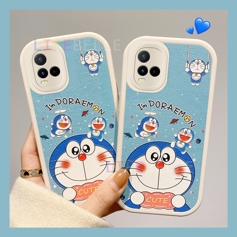 LIFEBELLE Ốp Cho Vivo Y21 Y21T Y21s Y33s, Ốp Điện Thoại Họa Tiết Doraemon Hoạt Hình Dễ Thương Thời Trang Ốp Bảo Vệ Cặp Đôi Sáng Tạo Ốp Lưng Bảo Vệ Chống Sốc Bằng Silicon Bảo Vệ Ống Kính