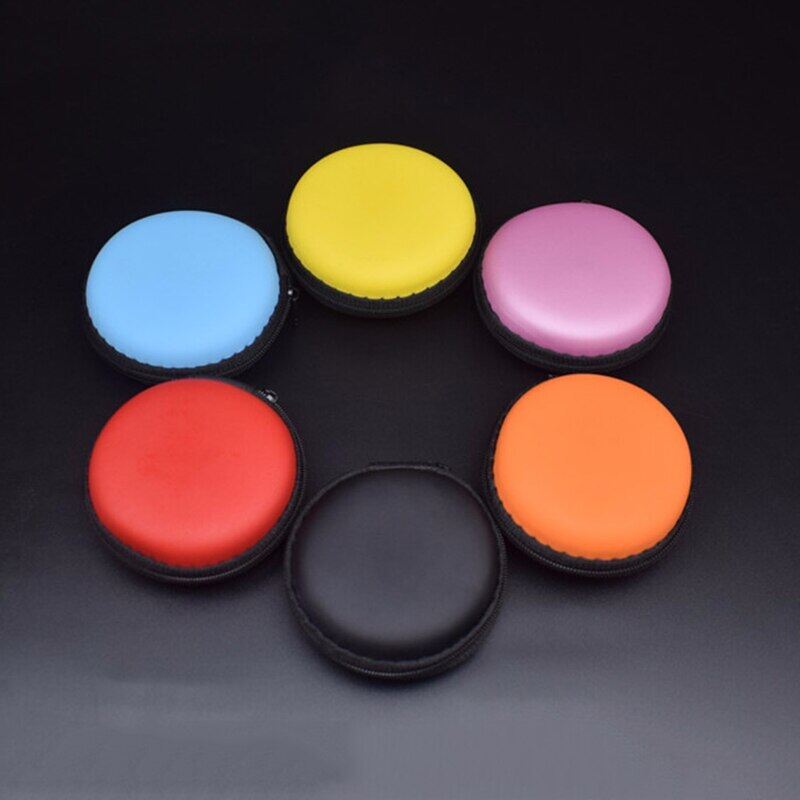 Portable Case For Earphone Case Mini Zippered Round Storage Hard Bag Headset Box For Earphones Case SD TF Cards 6 Color