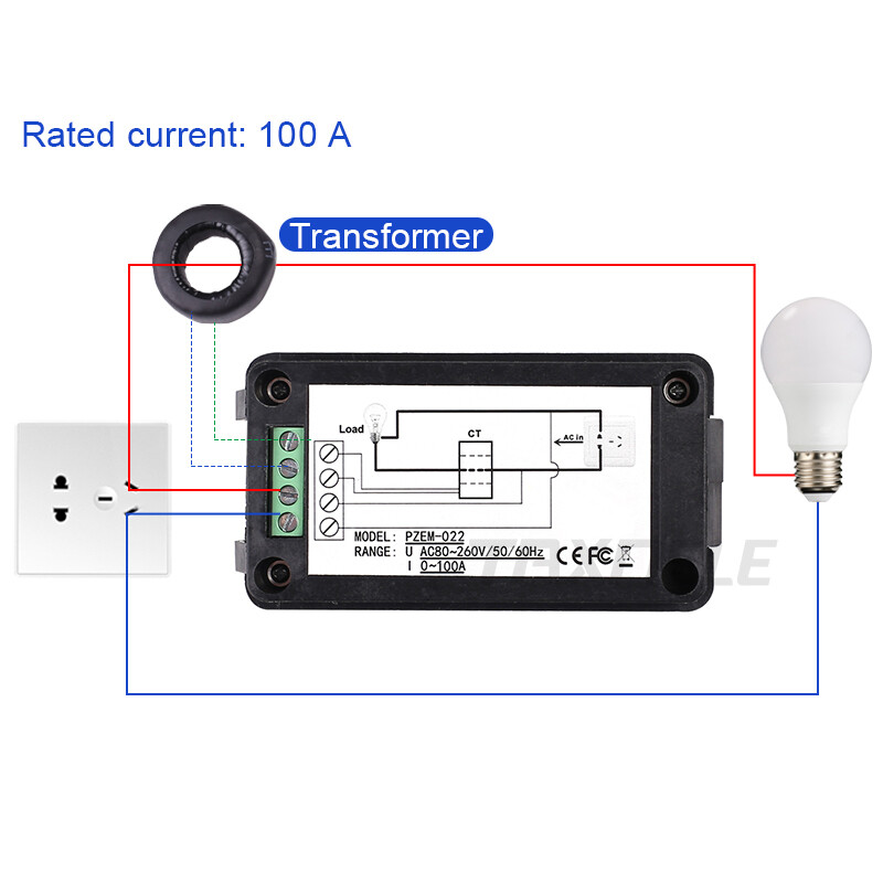 Kỹ Thuật Số Điện Áp Hiện Tại Meter, Bảng Điều Khiển LCD Ampe Kế Công Suất Kwh, AC80-260V Ampe Kế Vôn Kế 100A Có Cuộn Dây CT TX022