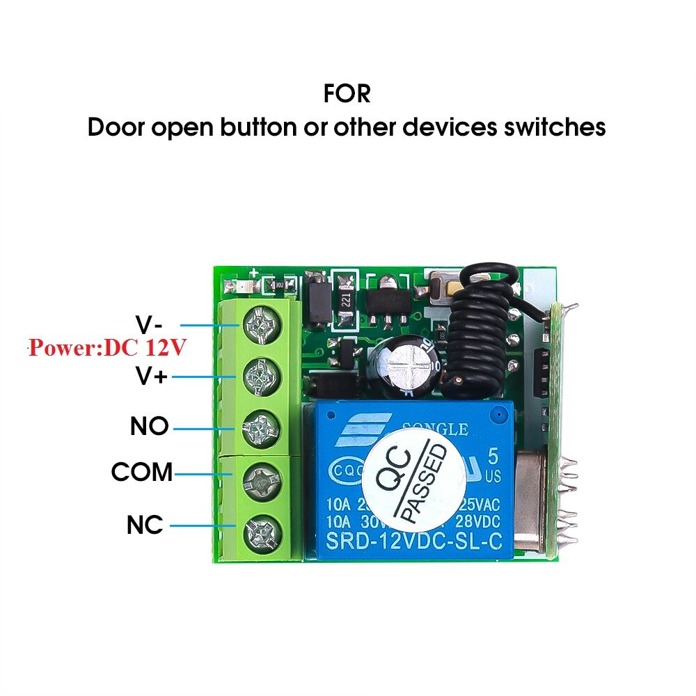 KEBIDU Công Tắc Điều Khiển Từ Xa Không Dây DC 12V 1CH 433 MHz Mô Đun Máy Thu 433 Mhz Để Học Mã Máy Phát Từ Xa