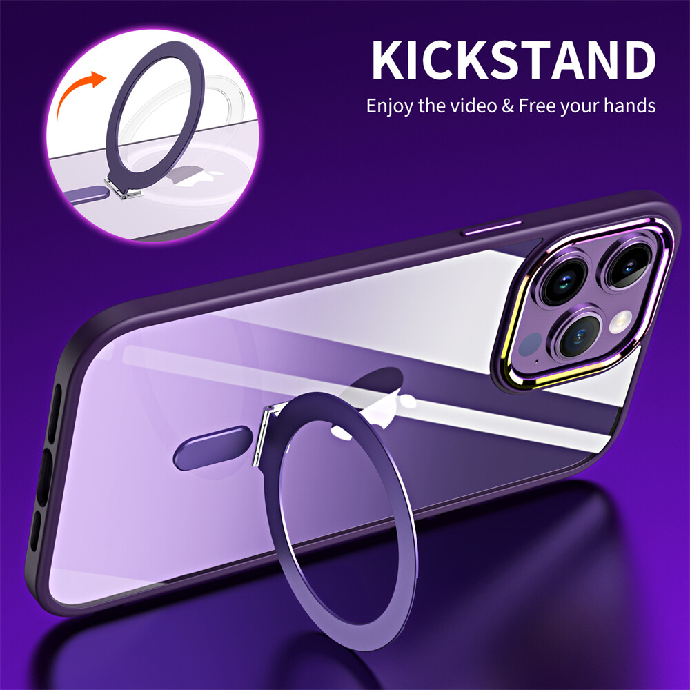 Lenuo Clear Phone Case For iPhone 14 Pro Max 13 Pro Max 14 Plus 12 Pro 11 Pro Max 11 Casing Folding Stand Phone Case Dustproof Shockproof Protection HD Transparent Back Cover