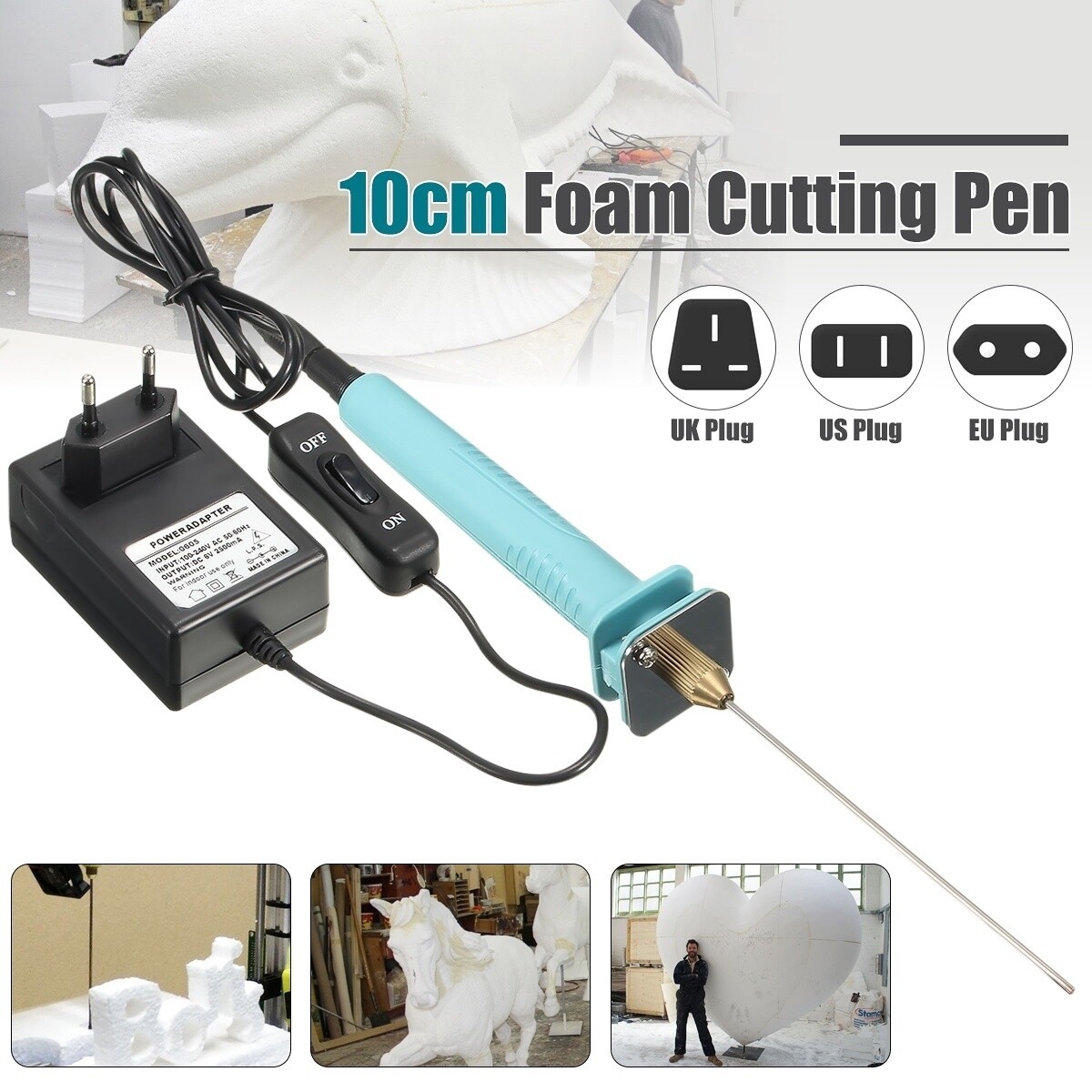Máy cắt xốp, máy cắt xốp chạy điện 100-240v/15w bộ dụng cụ bút/dao cắt dây nóng thủ công xốp 10cm/bút cắt polystyrene xốp