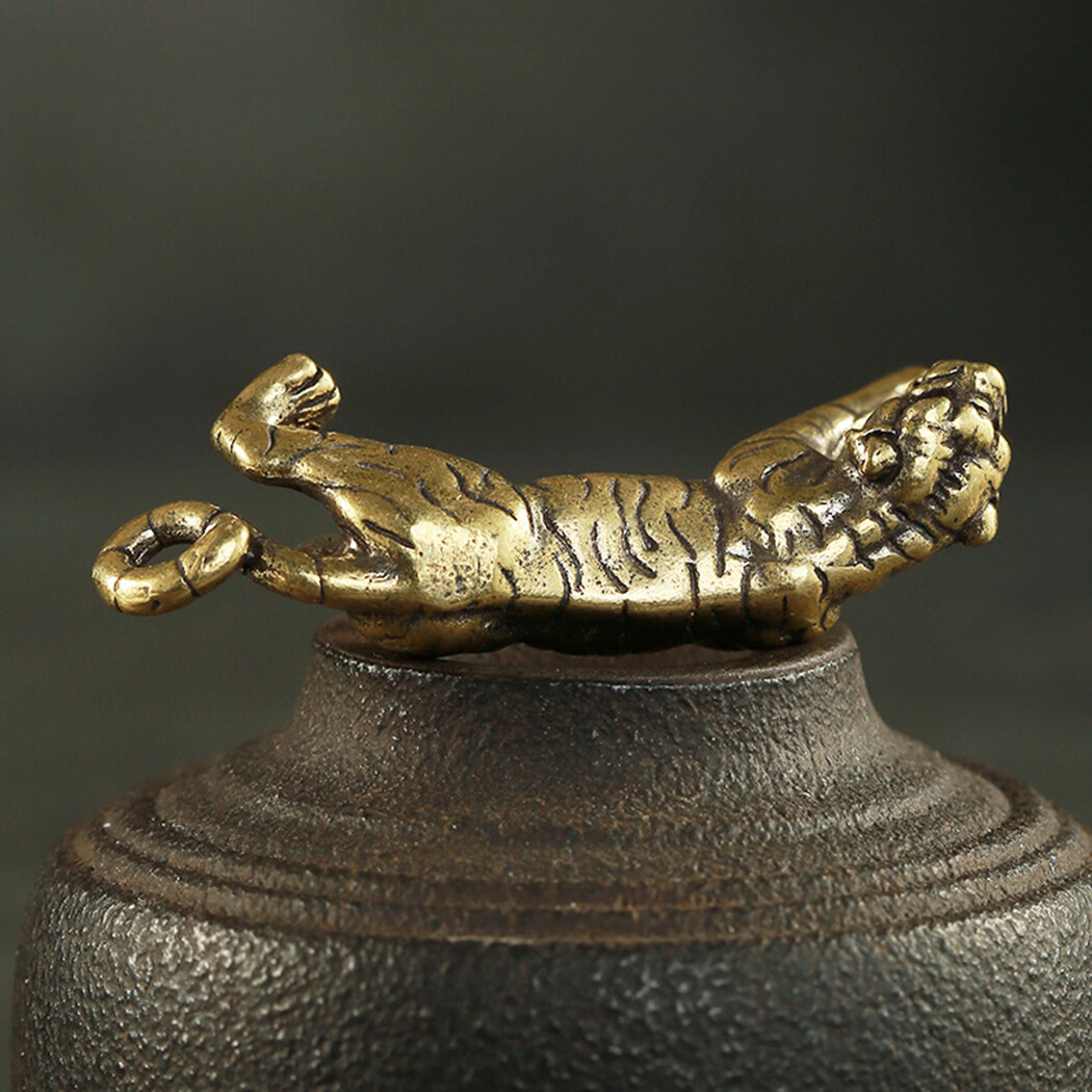 Solid Brass Tiger Figurine Small-Tiger Statue Home Ornament Animal Figurines