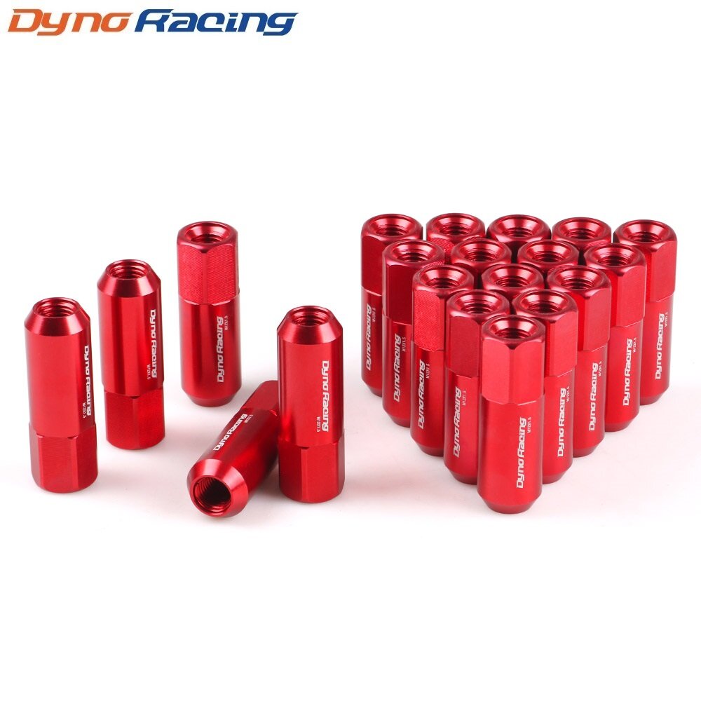 Dynoracing red 60mm m12x1.5 wheel nuts new 20pcs racing lug wheel nuts screw aluminum lug nut m12x1.5
