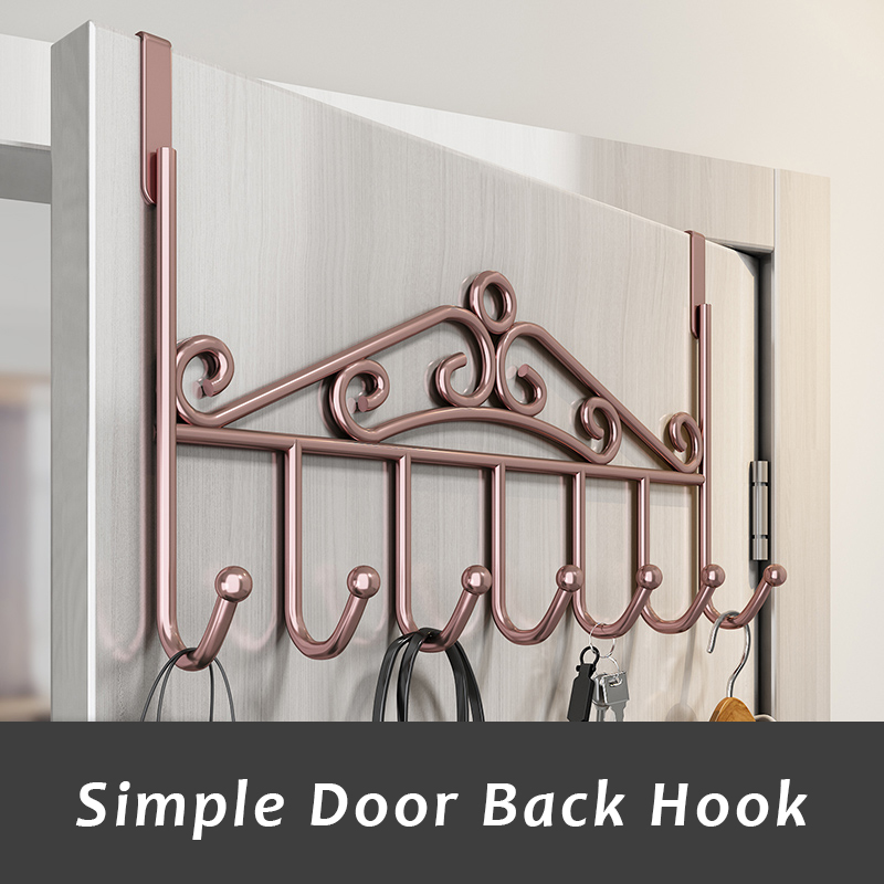 JustLiving 1PC Back Door Hanging with Adjustable Hooks/no Drilling Required/rust Proof,Space Aluminium Kitchen Bathroom Clothes Storage Rack Hooks Door Wall Hanging
