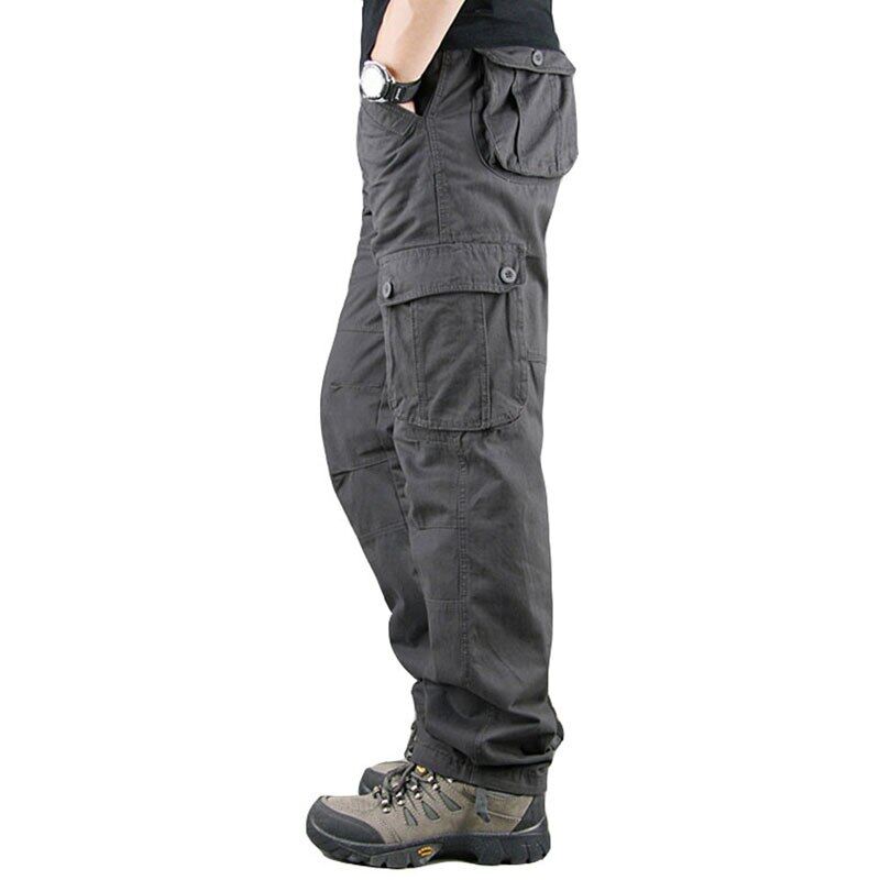 Mens Cargo Pants Multi Pocket Khaki Trousers Casual Military Cotton Pants Men Plus Size Pantalon Cargo Homme X-PANTS