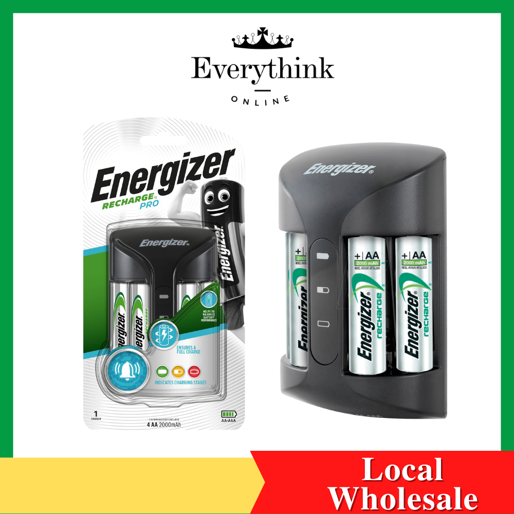 [READY STOCK] ENERGIZER PRO CHARGER + 4AA 2000MAH NIMH RECHARGEABLE BATTERY FOR AA / AAA