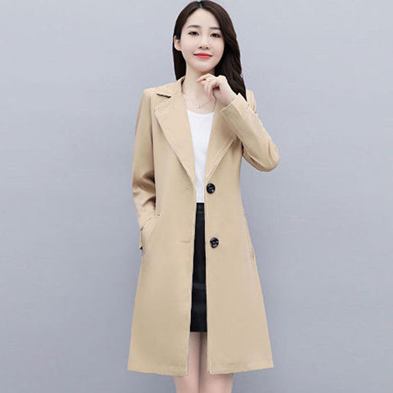 CHU MAN JIA trench coat for women mid-length British style coat fashion Korean style loose coat