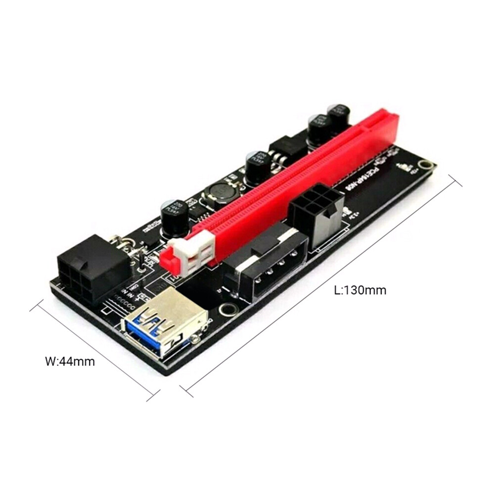 PCI Express Riser Card USB 3.0 Cable PCI-E 1X to 16X Extender Adapter 4Pin 6Pin Power for GPU Mining Miner