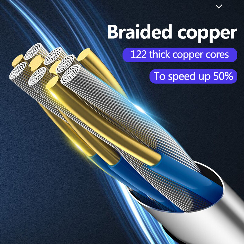 CrashStar 【Flat Braided Cable 】 3A 1M USB Cord Charging Cable Fast Charger For Type-C / Micro Android / IOS iPhone Flat Noodles 5 Colors Cable