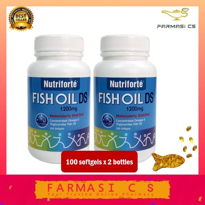 Nutriforte Fish Oil DS (Double Strength) 1200mg 100 softgels x 2 ...