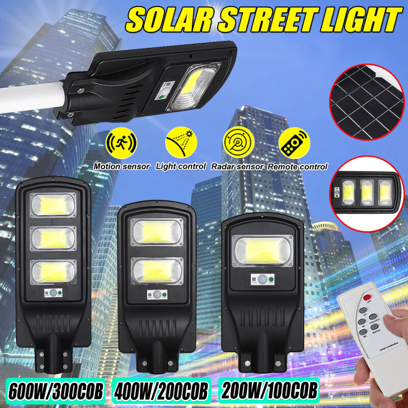 Bảng giá Đèn Đường Năng Lượng Mặt Trời Led COB 200/400/600W Đèn Chiếu Sáng Sân Vườn Ngoài Trời Chống Nước Cảm Biến Chuyển Động PIR Đèn Tường Điều Khiển Bấm Giờ + Điều Khiển Từ Xa