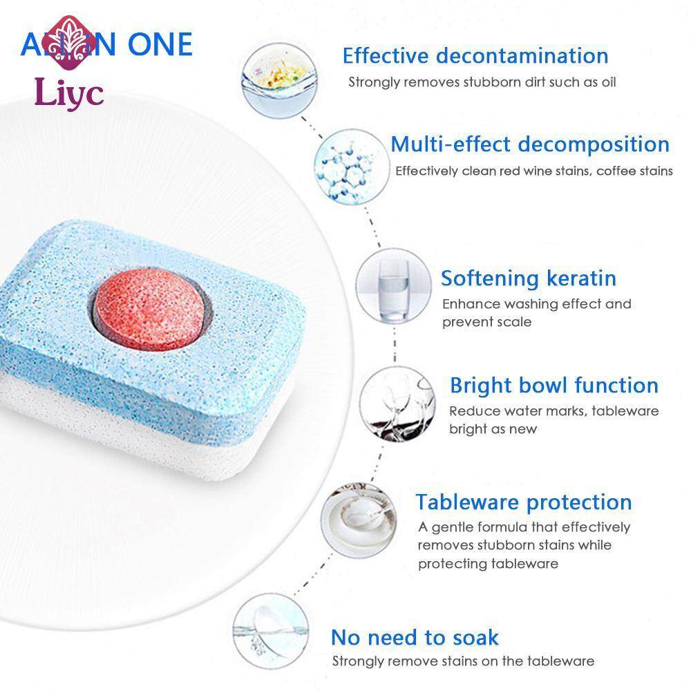 Liyc 1pcs/10pcs Dishwasher Detergent Concentration Rinse Block Powerful Ball Oil Cleaning Agent Household Supplies Dishwasher Cleaner By Liyc