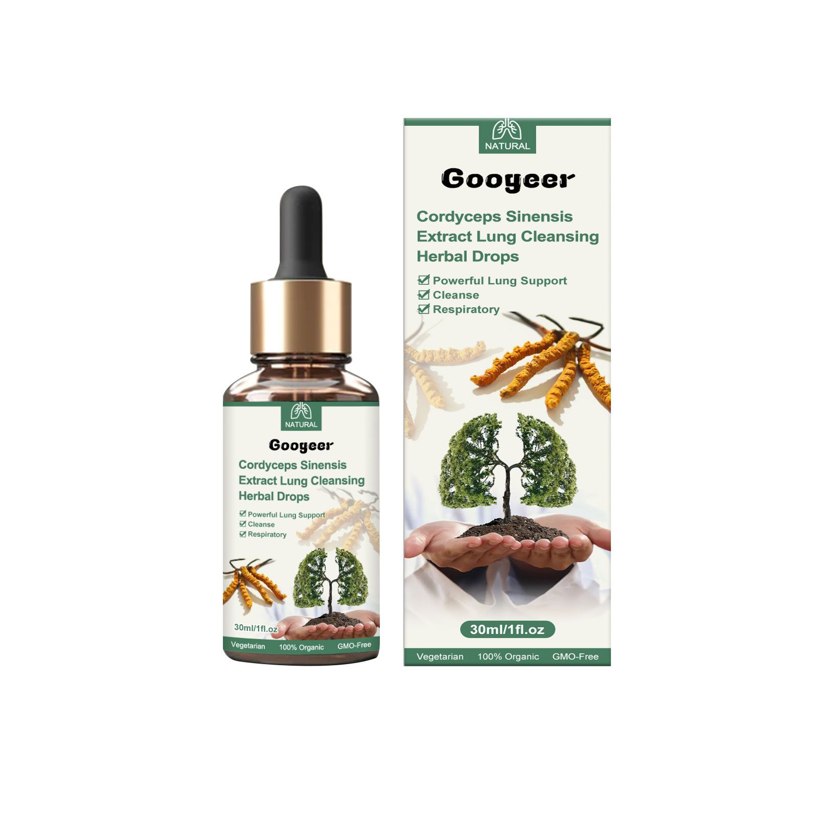 Googeer Cordyceps Sinensis Extract Lung Cleansing Herbal Drops Lung Cleansing Drops 30ml Drops Lung Support Cleanse With Herbal Essence Liquid Drops Support Bronchial Respiratory System Effective Against Allergies Asthma Powerful Lung Support