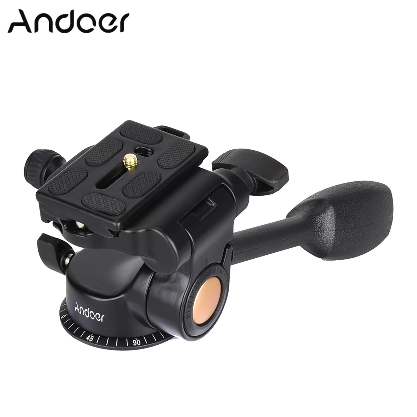 Andoer Q08 Video Tripod Ball Head 3-way Fluid Head Rocker Arm with Quick Release Plate for DSLR Camera Tripod Monopod
