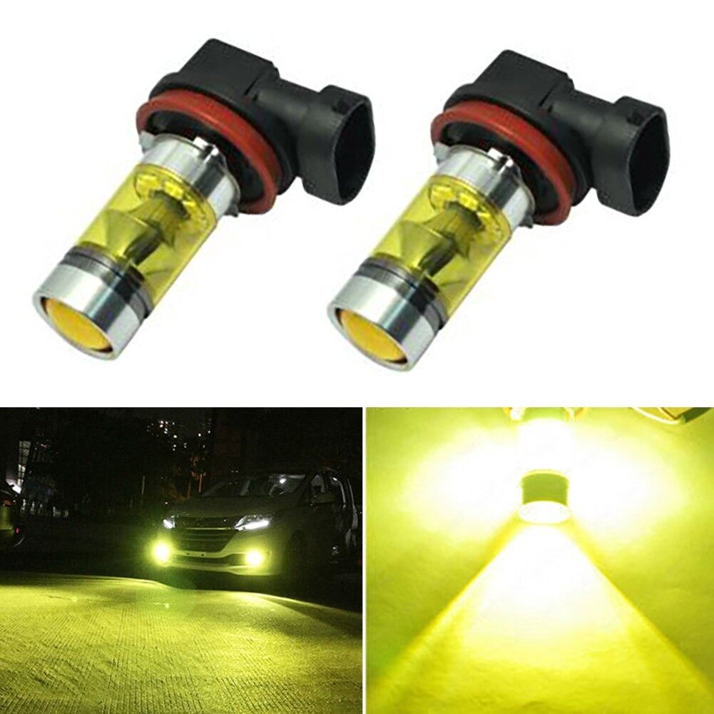 Fashionlife 2PCS H11 H8 Led Yellow Fog Light Bulbs 4300K 100W 1500LM Super Bright DRL