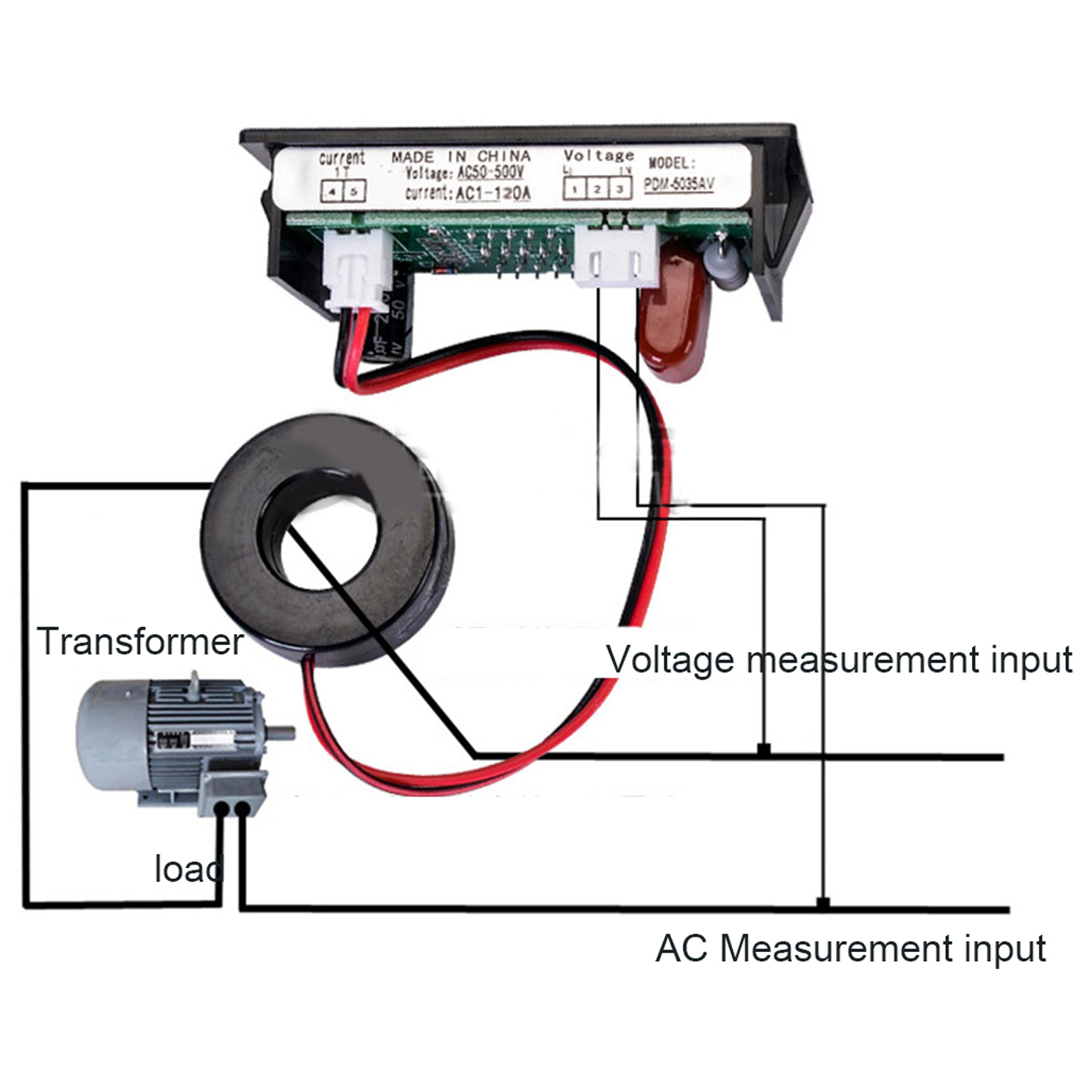 Vôn Kế Kỹ Thuật Số Mini Ampe Kế AC50-500/Đồng Hồ Đo Điện Áp Ampe Vôn Kế Màn Hình LED 0-600V Ampe Kế Kiểm Tra Chỉ Báo
