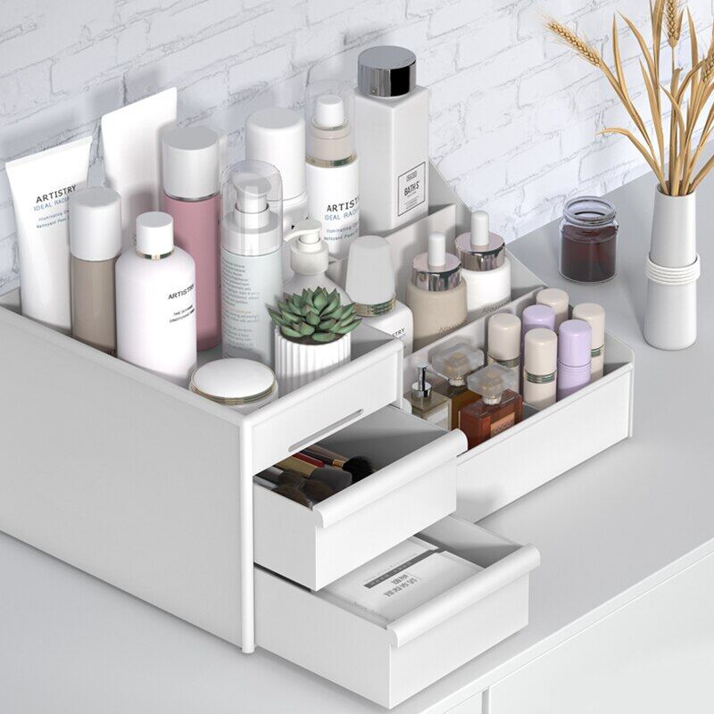 JustLiving Large Capacity Cosmetic Storage Box Makeup Drawer Organizer Jewelry Makeup Container Desktop Sundries Storage Box