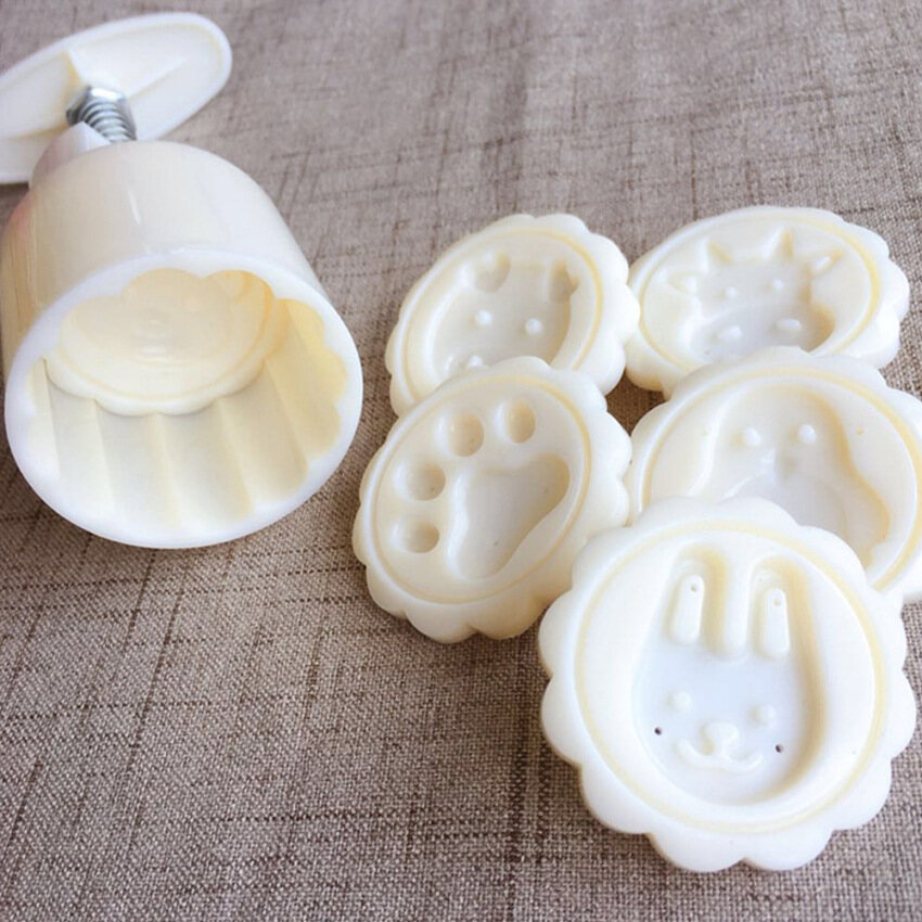 Mooncake Mould Moon Cake Decoration Mold with 10pcs Stamps Baking DIY Tool