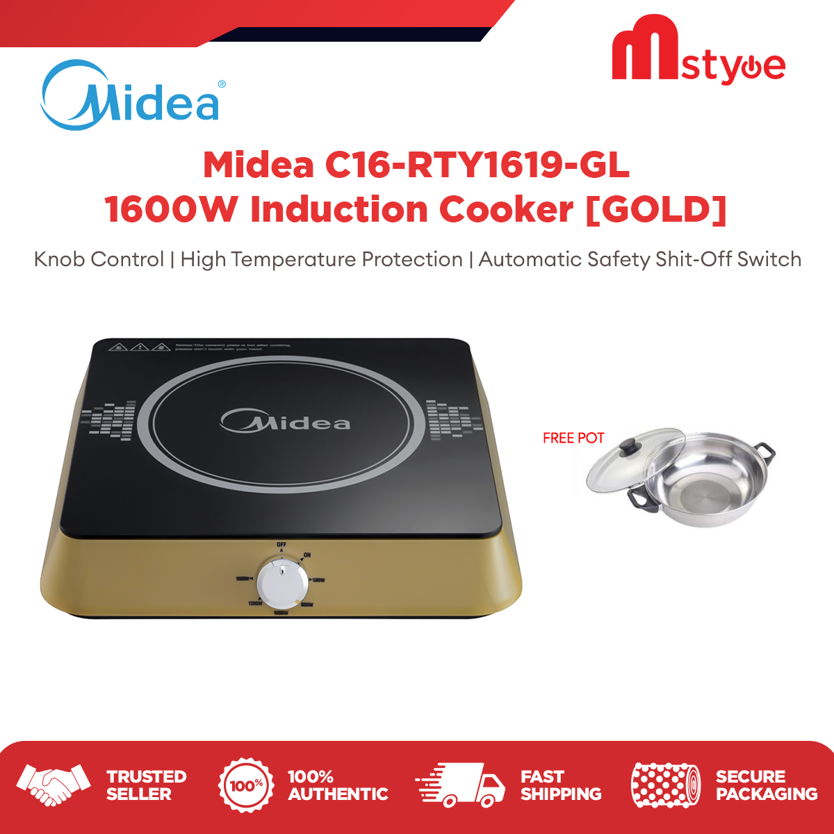 Midea C21-RT103B | C16-RTY1619-GL (1600W) | C20-RT2002 (2000W) Glass ...