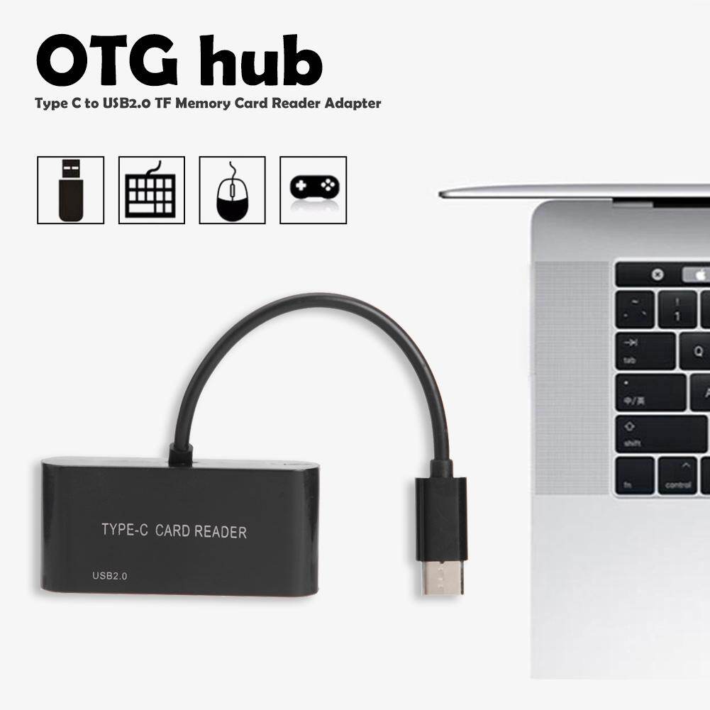 3 in 1 Type C to USB 2.0 TF Memory Card Reader OTG Hub Adapter for Macbook