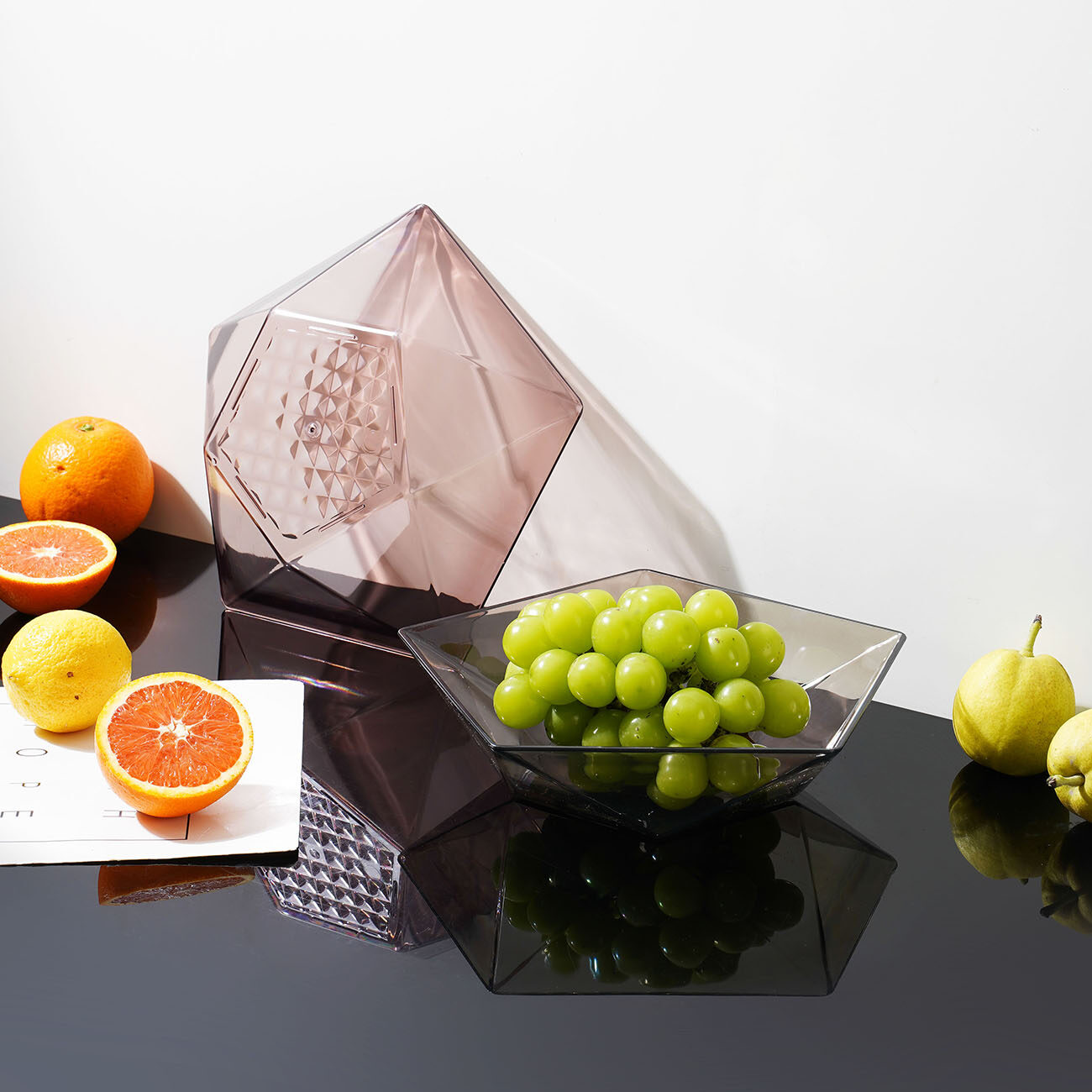 Homenhome Dinnerware PET Five-Star Crystal Transparent Fruit Plate Bowl