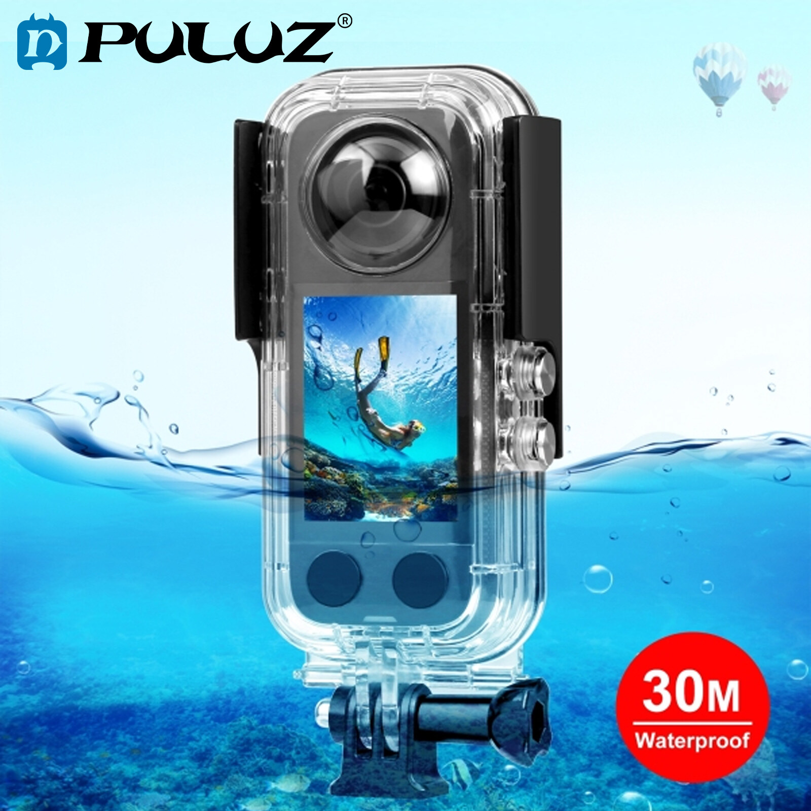 Puluz for insta360 x3 30m underwater waterproof housing case