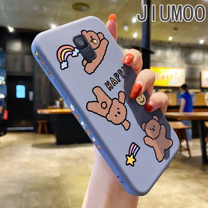 JIUMOO Case For Samsung galaxy A6 2018 Case With Cartoon Cute Bear Rabbit New Cellphone Side Design Phone Case Edge Silicone Casing original Full Back Cover Camera Cases Shockproof Protection Softcase