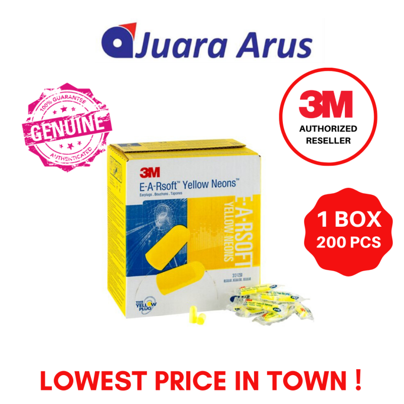 3M E-A-Rsoft Yellow Neons Earplugs 312-1250, Uncorded, Poly Bag Wholesale Price For Welding/Painting/Oil&Gas/Engineering/Construction/Cleaning Job KL Local Supplier & Authorized Dealer
