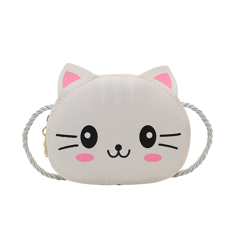 Cartoon Cat Kids Shoulder Bag Children Crossbody Messenger Bags for Girls Kids PU Leather Small Handbag Cartoon Coin Purse Wallet