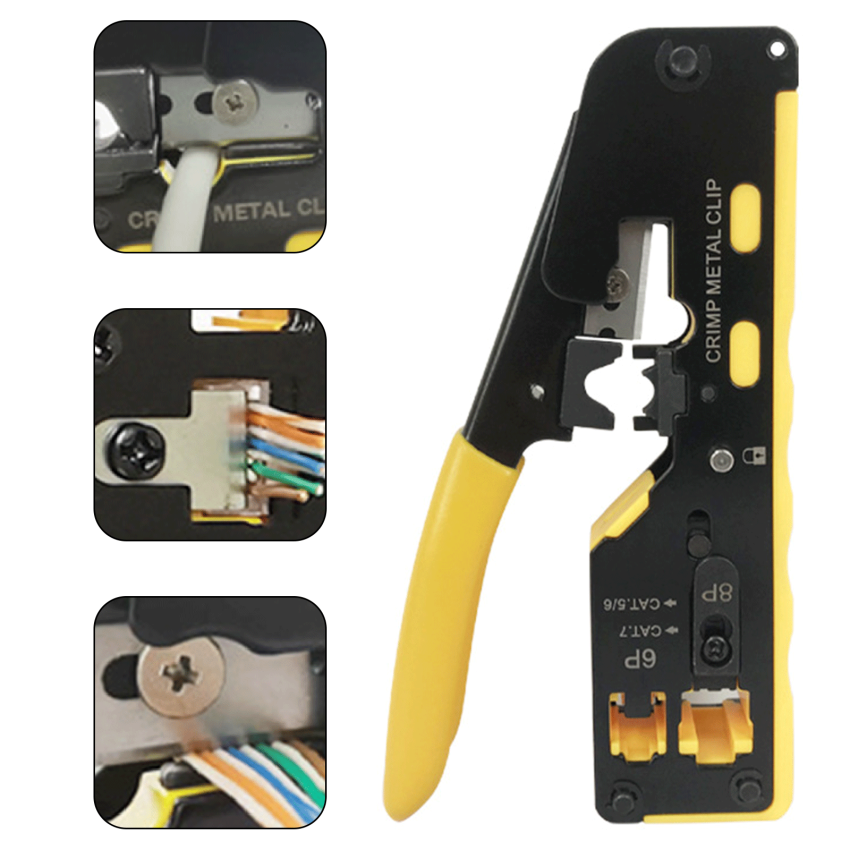 Seven types of through-hole network wire pliers multi-functional crimping pliers 6P 8P-2 seven types of swallowtail clip cable stripper