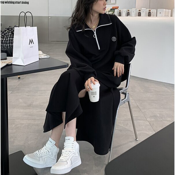 IELGY knee-slim korean version A-line high waist mid-length skirt women