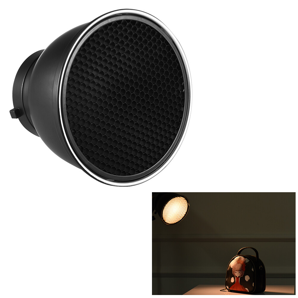 Andoer 7 Inch Standard Reflector Diffuser Lamp Shade Dish with 60° Honeycomb Grid for Bowens Mount Studio Strobe Flash Light Speedlite
