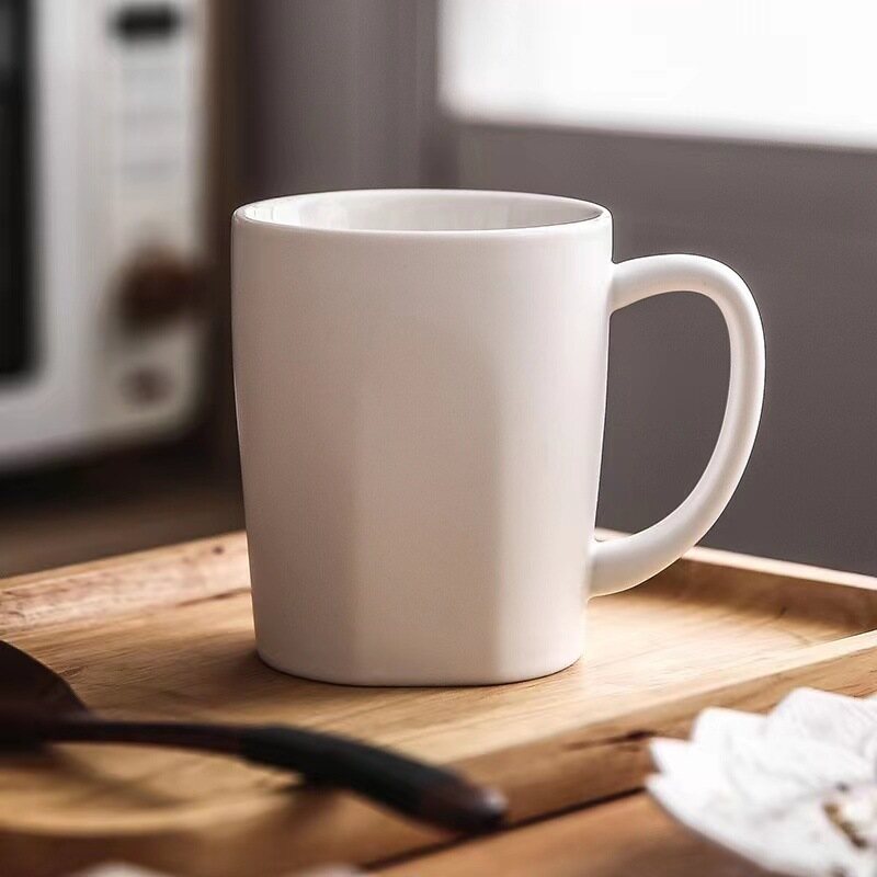 Matte white ceramic mug japanese vintage simple water cup home coffee cup breakfast milk mug nordic